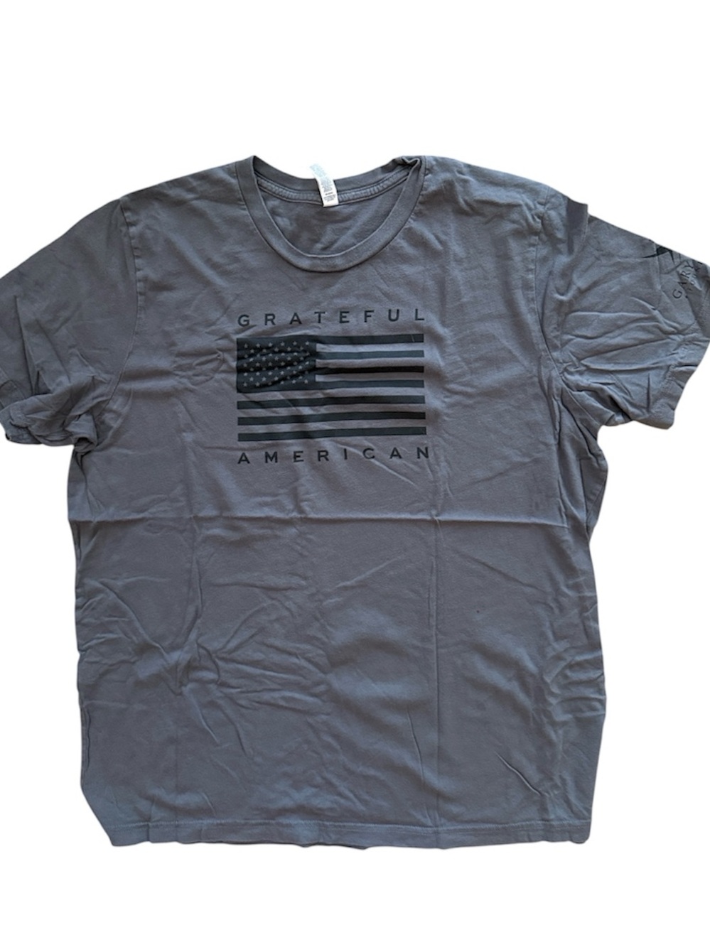 THE GRATEFUL AMERICAN FLAG TEE PEWTER COLORWAY SIZE XL VETERANS HONOR THANK  YOU